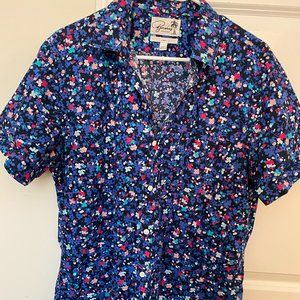 Bonobos Mens Riviera Short Sleeve Button Down Shirt Slim Fit Large Blue Floral